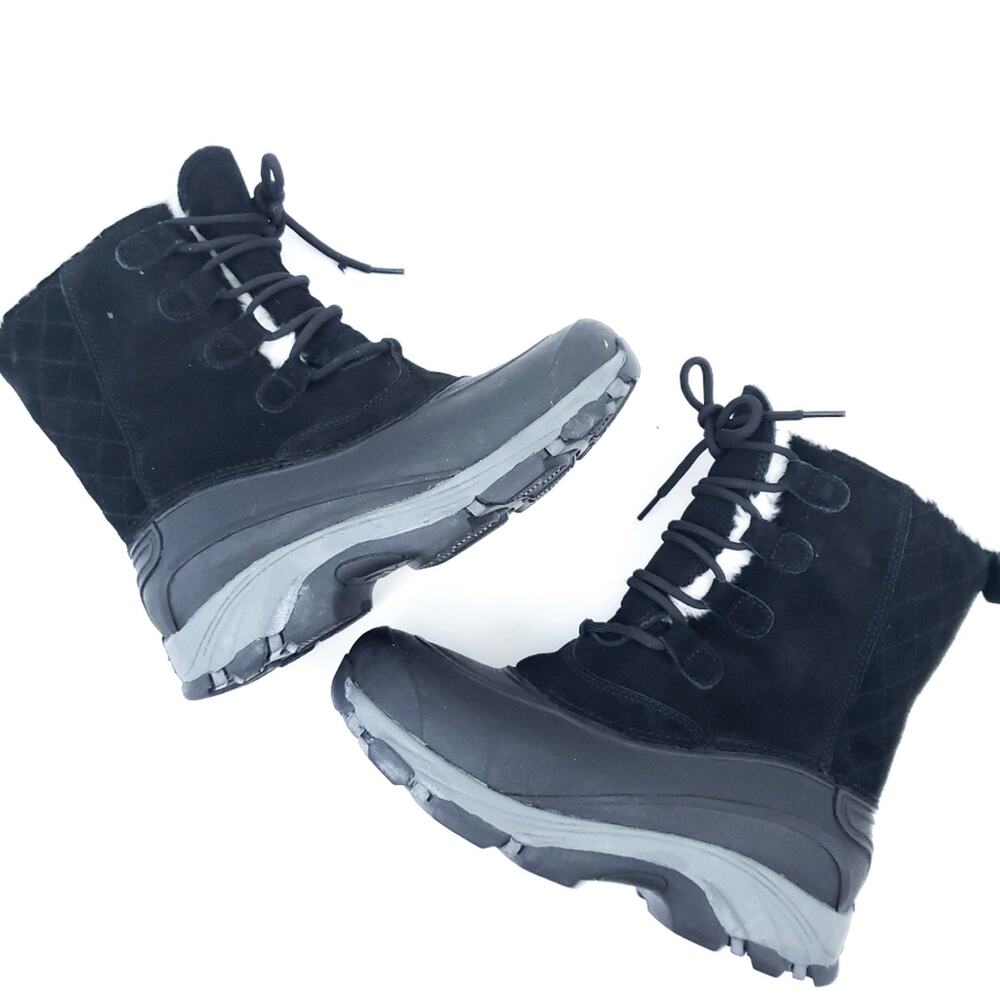 Lands End Winter Boots Black Suede Women Size 7
